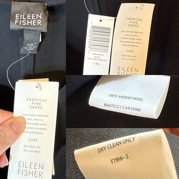 Eileen Fisher Merino Wool Wide Leg Pants - Picture 4 of 4